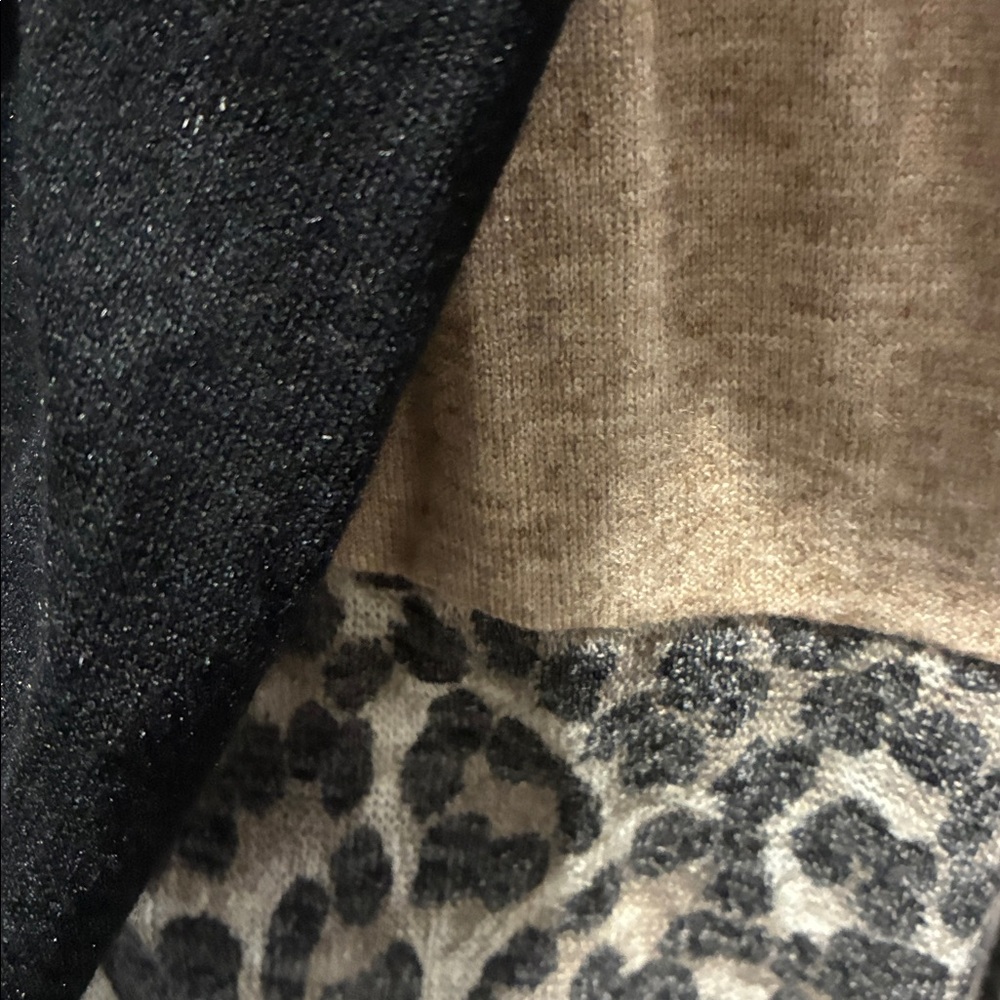 Daytrip Tan, Black & Leopard Open-Front Long Cardigan. Size Small. - Picture 2 of 6